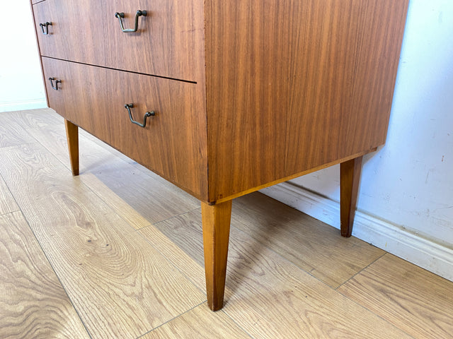 WMK Stilvoller skandinavischer Sekretär mit ausziehbarer Schreibplatte, Schubladen und Messinggriffen # Schreibschrank Desk Schreibtisch Kommode Schubladenkommode Wäschekommode Mid-Century Vintage