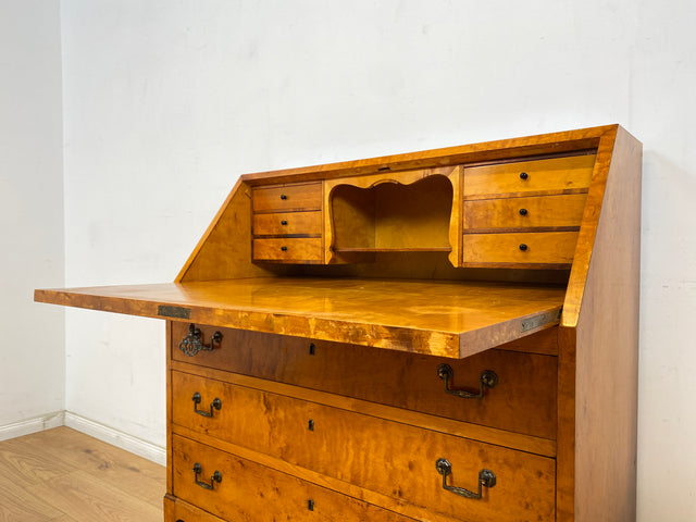 WMK Sehr schöner & hochwertiger skandinavischer Sekretär aus vollem Holz mit fester Schreibplatte & Schubladen # Schreibschrank Desk Schreibtisch Kommode Schubladenkommode Wäschekommode Mid-Century