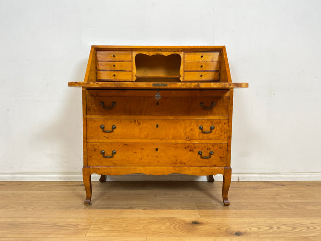 WMK Sehr schöner & hochwertiger skandinavischer Sekretär aus vollem Holz mit fester Schreibplatte & Schubladen # Schreibschrank Desk Schreibtisch Kommode Schubladenkommode Wäschekommode Mid-Century