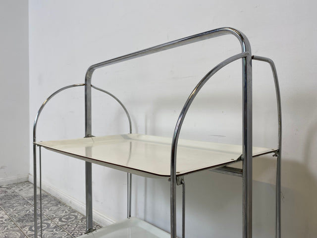 WMK Der Design Klassiker! Kultiger & sehr gut erhaltener faltbarer Dinette Servierwagen von Bremshey Solingen aus 1960er Jahren # Teewagen Barwagen Beistelltisch Couchtisch Industrial Design Vintage