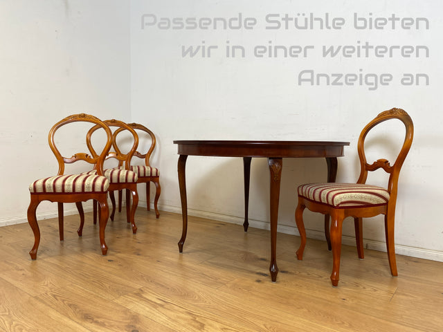 WMK Eleganter und sehr gut erhaltener runder skandinavischer Esstisch im Chippendale Stil, 2x ausziehbar # Tisch Küchentisch Esszimmertisch Konferenztisch Ausziehtisch Barock Rokoko Stilmöbel Vintage