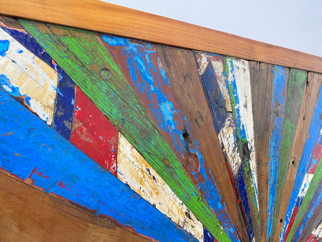 Boatwood by WMK # Unique wall picture made of old boat wood, a handmade unique piece made of solid teak in the original colors of the boats # colorful picture board wooden board modern abstract art art loft