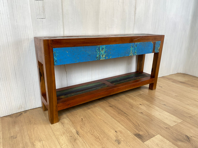 Boatwood by WMK # Special console with drawers, a unique piece handcrafted from old boat wood made of solid teak wood # Chest of drawers Sideboard Hallway chest of drawers Storage Kitchen cabinet Console table Boat furniture