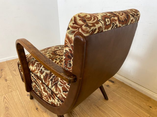 WMK 1/3 Particularly beautiful and well-preserved 1930s Art Deco club chair with floral original cover &amp; comfortable spring core seat # Fauteuil Armchair Reading Chair Armchair Seating Set Vintage