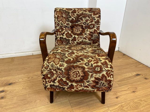 WMK 1/3 Particularly beautiful and well-preserved 1930s Art Deco club chair with floral original cover &amp; comfortable spring core seat # Fauteuil Armchair Reading Chair Armchair Seating Set Vintage