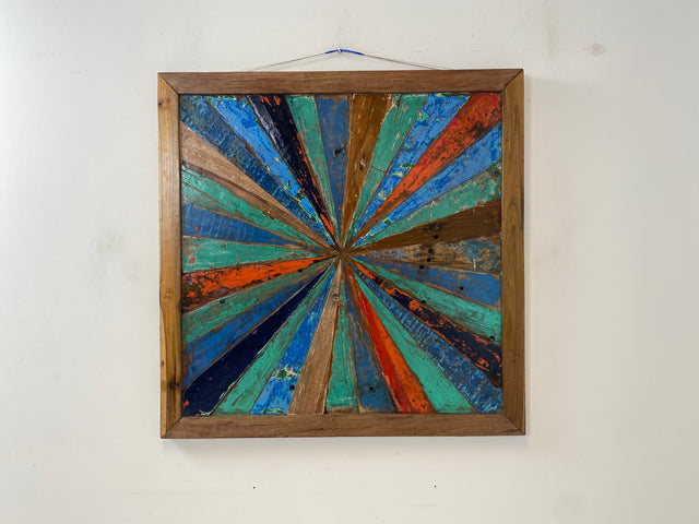 Boatwood by WMK # Special wall picture made of old boat wood, a handmade unique piece made of solid teak with the original color of the boats # colorful picture artwork modern industrial art abstract art