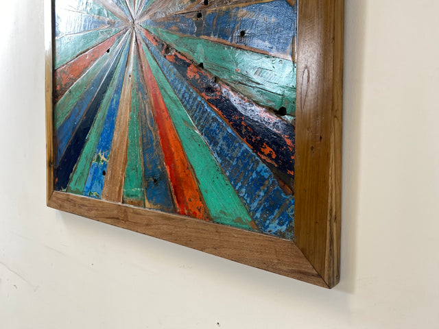 Boatwood by WMK # Special wall picture made of old boat wood, a handmade unique piece made of solid teak with the original color of the boats # colorful picture artwork modern industrial art abstract art