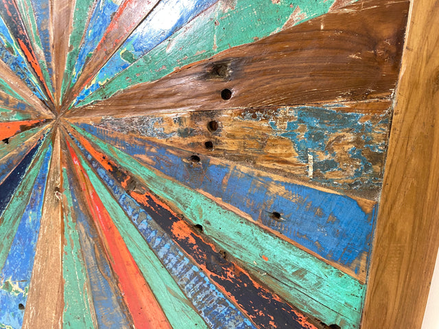 Boatwood by WMK # Special wall picture made of old boat wood, a handmade unique piece made of solid teak with the original color of the boats # colorful picture artwork modern industrial art abstract art