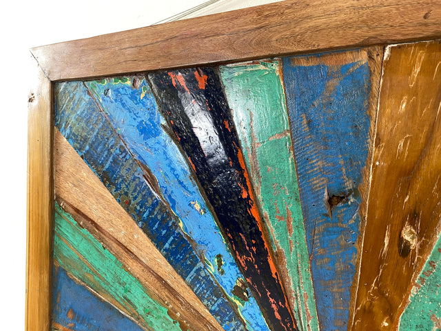 Boatwood by WMK # Special wall picture made of old boat wood, a handmade unique piece made of solid teak with the original color of the boats # colorful picture artwork modern industrial art abstract art