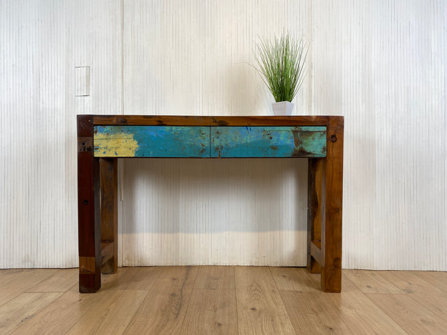 Boatwood by WMK # Unique console with drawers, a unique piece handcrafted from old boat wood made of solid teak wood # Chest of drawers Sideboard Hallway chest of drawers Storage Wardrobe Console table Boat furniture