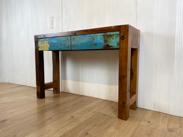 Boatwood by WMK # Unique console with drawers, a unique piece handcrafted from old boat wood made of solid teak wood # Chest of drawers Sideboard Hallway chest of drawers Storage Wardrobe Console table Boat furniture