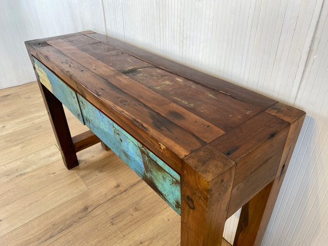 Boatwood by WMK # Unique console with drawers, a unique piece handcrafted from old boat wood made of solid teak wood # Chest of drawers Sideboard Hallway chest of drawers Storage Wardrobe Console table Boat furniture