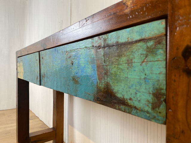 Boatwood by WMK # Unique console with drawers, a unique piece handcrafted from old boat wood made of solid teak wood # Chest of drawers Sideboard Hallway chest of drawers Storage Wardrobe Console table Boat furniture