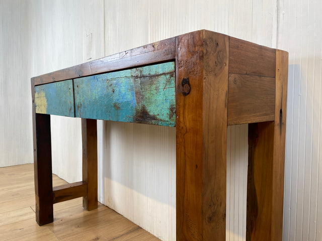 Boatwood by WMK # Unique console with drawers, a unique piece handcrafted from old boat wood made of solid teak wood # Chest of drawers Sideboard Hallway chest of drawers Storage Wardrobe Console table Boat furniture