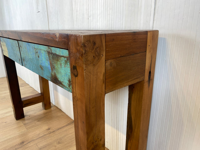 Boatwood by WMK # Unique console with drawers, a unique piece handcrafted from old boat wood made of solid teak wood # Chest of drawers Sideboard Hallway chest of drawers Storage Wardrobe Console table Boat furniture