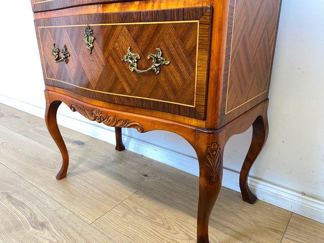 WMK Elegant &amp; very well preserved Scandinavian style furniture chest of drawers in antique style with marble top &amp; brass handles # Chest of drawers, laundry chest, marble chest of drawers, hall chest of drawers, Rococo Baroque Vintage