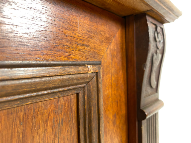 WMK Wunderschöner antiker Schrank aus vollem Holz mit Spiegelaufsatz und edlen Messingbeschlägen # Wäscheschrank Highboard Aufsatzvertiko Vertiko Dielenschrank Gründerzeit Louis Philippe Vintage