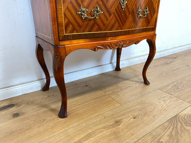 WMK Elegant &amp; very well preserved Scandinavian style furniture chest of drawers in antique style with marble top &amp; brass handles # Chest of drawers, laundry chest, marble chest of drawers, hall chest of drawers, Rococo Baroque Vintage