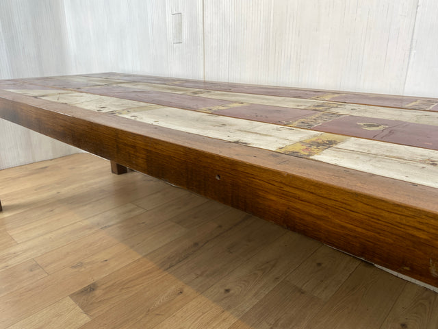 Boatwood by WMK # Imposanter Esstisch für 10-12 Personen (280x100cm) aus altem Bootsholz, ein handgefertigtes Unikat aus massivem Teakholz # Holztisch Tisch Tafel Esszimmertisch Gastro Konferenztisch