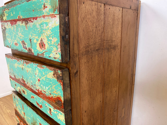 Boatwood by WMK # Sehr schöne Kommode mit Schubladen, ein aus altem Bootsholzhandgefertigtes Unikat aus massivem Teakholz # Schubladenkommode Schrank Wäschekommode Wäscheschrank Flurkommode Upcycling