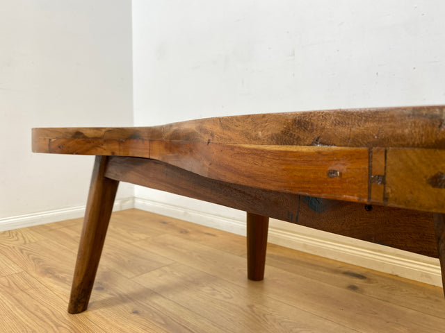 Boatwood by WMK # Formschöner und farbenfroher Nierentisch aus altem Bootsholz, ein handgefertigtes Unikat aus massivem Teakholz # Couchtisch Wohnzimmertisch Tisch Coffee Table Bootsmöbel Upcycling