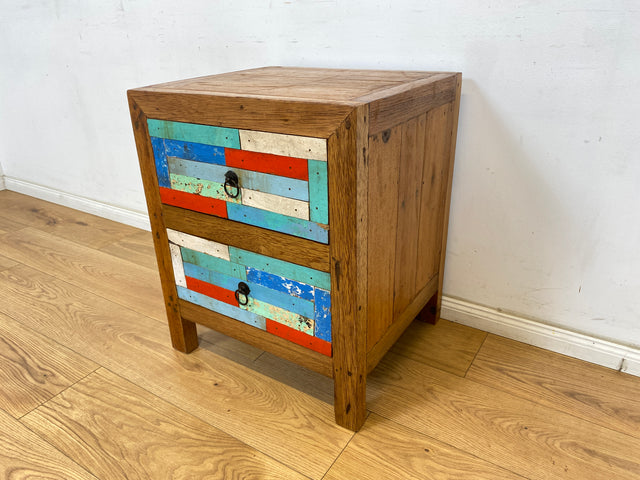 Boatwood by WMK I 1/5 Schöner & nachhaltiger Nachtisch mit Schubladen I handmade Unikat aus altem Bootsholz I Teakholz massiv I Nachtschrank Nachkommode Nachtschränkchen Kommode Berlin Rostock München