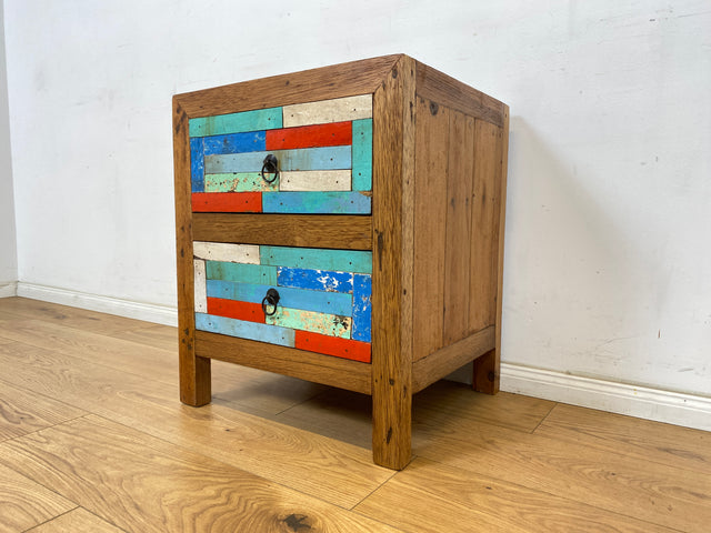 Boatwood by WMK I 1/5 Schöner & nachhaltiger Nachtisch mit Schubladen I handmade Unikat aus altem Bootsholz I Teakholz massiv I Nachtschrank Nachkommode Nachtschränkchen Kommode Berlin Rostock München