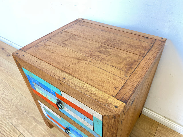 Boatwood by WMK I 1/5 Schöner & nachhaltiger Nachtisch mit Schubladen I handmade Unikat aus altem Bootsholz I Teakholz massiv I Nachtschrank Nachkommode Nachtschränkchen Kommode Berlin Rostock München