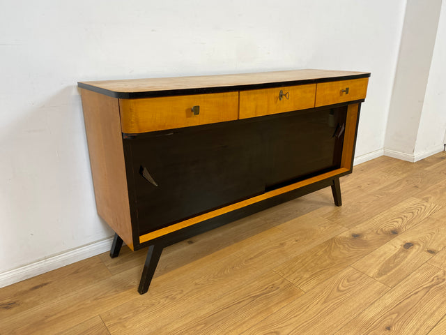 WMK Formschönes, sehr geräumiges und gut erhaltenes Mid-Century Sideboard mit Schubladen & konischen Füßen # Schrank Kommode TV-Bank Fernsehkommode TV-Board Anrichte Retro 50er 60er Vintage Rockabilly