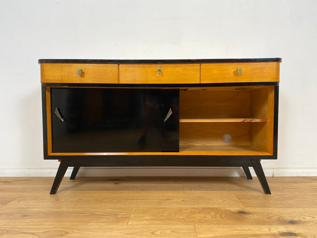 WMK Formschönes, sehr geräumiges und gut erhaltenes Mid-Century Sideboard mit Schubladen & konischen Füßen # Schrank Kommode TV-Bank Fernsehkommode TV-Board Anrichte Retro 50er 60er Vintage Rockabilly