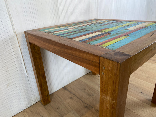 Boatwood by WMK # Besonders schöner kleiner Esstisch (90x90cm) aus altem Bootsholz, ein handgefertigtes Unikat aus massivem Teakholz # Tisch Esszimmertisch Holztisch Küchentisch Gastro Dinning Table