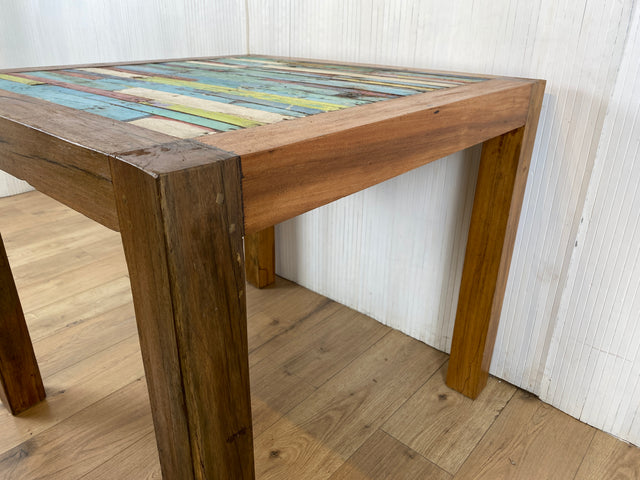 Boatwood by WMK # Besonders schöner kleiner Esstisch (90x90cm) aus altem Bootsholz, ein handgefertigtes Unikat aus massivem Teakholz # Tisch Esszimmertisch Holztisch Küchentisch Gastro Dinning Table