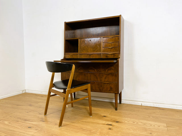 WMK Stilvoller & hochwertiger skandinavischer Sekretär aus vollem Holz mit ausziehbarer Schreibplatte # Schreibschrank Highboard Schreibtisch Desk Kommode Schrank Schubladenkommode Vintage Mid-Century