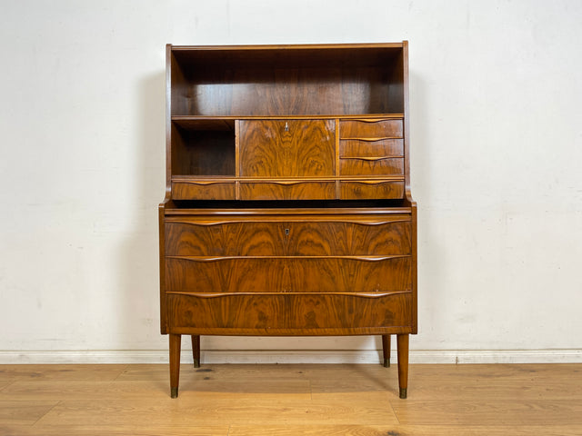 WMK Stilvoller & hochwertiger skandinavischer Sekretär aus vollem Holz mit ausziehbarer Schreibplatte # Schreibschrank Highboard Schreibtisch Desk Kommode Schrank Schubladenkommode Vintage Mid-Century