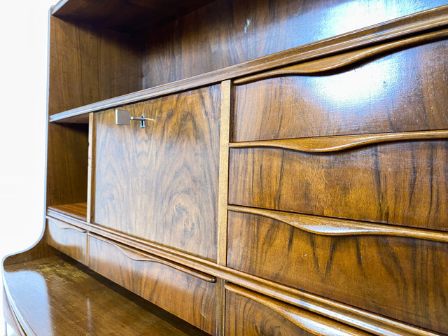 WMK Stilvoller & hochwertiger skandinavischer Sekretär aus vollem Holz mit ausziehbarer Schreibplatte # Schreibschrank Highboard Schreibtisch Desk Kommode Schrank Schubladenkommode Vintage Mid-Century