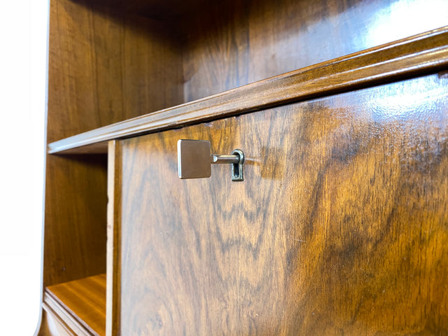 WMK Stilvoller & hochwertiger skandinavischer Sekretär aus vollem Holz mit ausziehbarer Schreibplatte # Schreibschrank Highboard Schreibtisch Desk Kommode Schrank Schubladenkommode Vintage Mid-Century