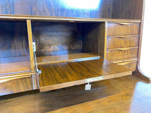 WMK Stilvoller & hochwertiger skandinavischer Sekretär aus vollem Holz mit ausziehbarer Schreibplatte # Schreibschrank Highboard Schreibtisch Desk Kommode Schrank Schubladenkommode Vintage Mid-Century