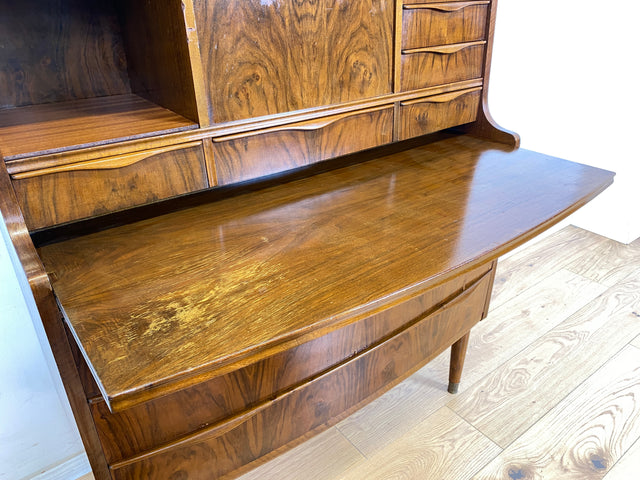 WMK Stilvoller & hochwertiger skandinavischer Sekretär aus vollem Holz mit ausziehbarer Schreibplatte # Schreibschrank Highboard Schreibtisch Desk Kommode Schrank Schubladenkommode Vintage Mid-Century