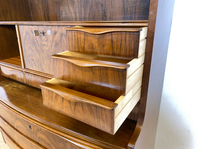 WMK Stilvoller & hochwertiger skandinavischer Sekretär aus vollem Holz mit ausziehbarer Schreibplatte # Schreibschrank Highboard Schreibtisch Desk Kommode Schrank Schubladenkommode Vintage Mid-Century