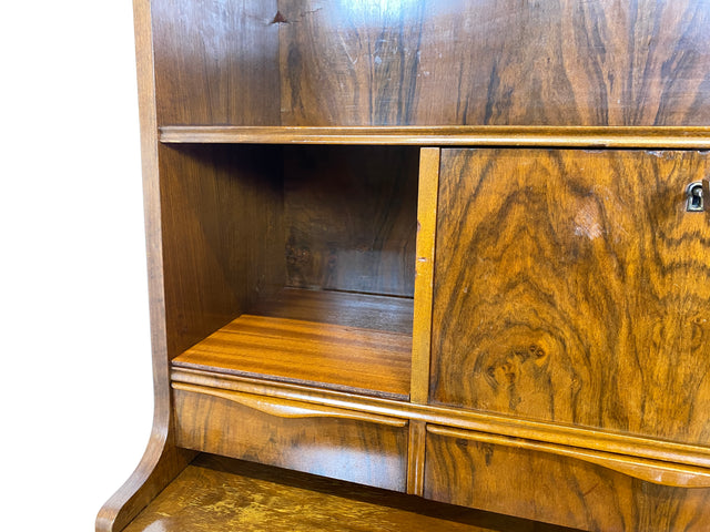 WMK Stilvoller & hochwertiger skandinavischer Sekretär aus vollem Holz mit ausziehbarer Schreibplatte # Schreibschrank Highboard Schreibtisch Desk Kommode Schrank Schubladenkommode Vintage Mid-Century