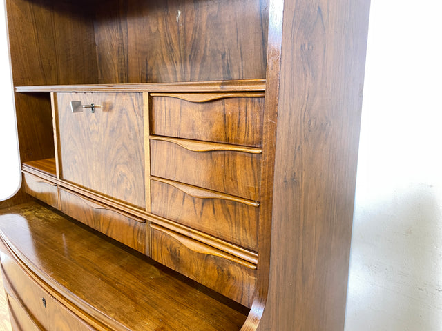 WMK Stilvoller & hochwertiger skandinavischer Sekretär aus vollem Holz mit ausziehbarer Schreibplatte # Schreibschrank Highboard Schreibtisch Desk Kommode Schrank Schubladenkommode Vintage Mid-Century