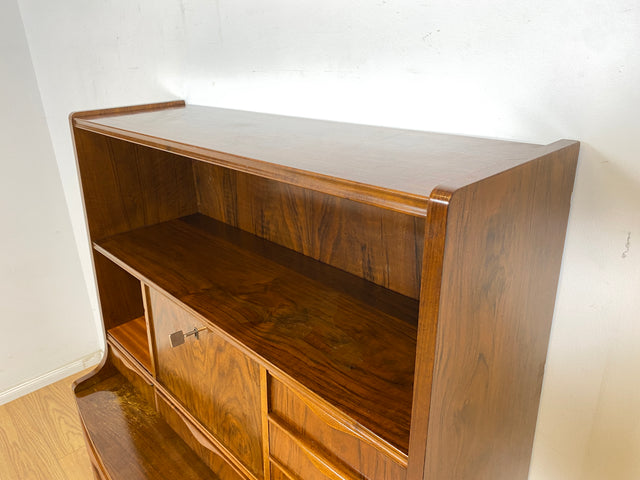 WMK Stilvoller & hochwertiger skandinavischer Sekretär aus vollem Holz mit ausziehbarer Schreibplatte # Schreibschrank Highboard Schreibtisch Desk Kommode Schrank Schubladenkommode Vintage Mid-Century