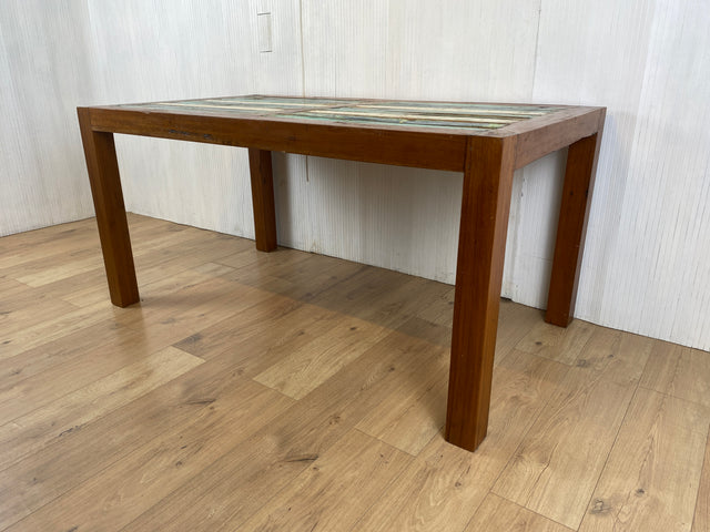 Boatwood by WMK # Schöner und nachhaltiger Esstisch (160x90cm) aus altem Bootsholz, ein handgefertigtes Unikat aus massivem Teakholz # Holztisch Tisch Küchentisch Esszimmertisch Gastro Dinning Table