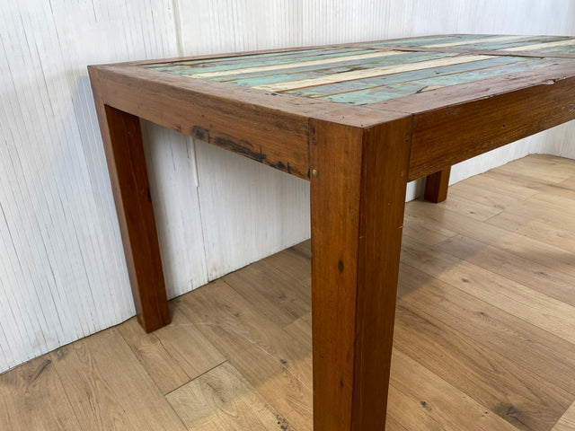 Boatwood by WMK # Schöner und nachhaltiger Esstisch (160x90cm) aus altem Bootsholz, ein handgefertigtes Unikat aus massivem Teakholz # Holztisch Tisch Küchentisch Esszimmertisch Gastro Dinning Table