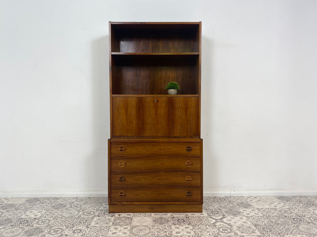 WMK Stilvolles und sehr gut erhaltenes skandinavisches Highboard im Palisander mit verspiegeltem Barfach & Schubladen # Schrank Barschrank Barkommode Kommode Sideboard Rosewood Danish Design Vintage