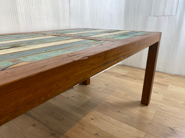 Boatwood by WMK # Schöner und nachhaltiger Esstisch (160x90cm) aus altem Bootsholz, ein handgefertigtes Unikat aus massivem Teakholz # Holztisch Tisch Küchentisch Esszimmertisch Gastro Dinning Table