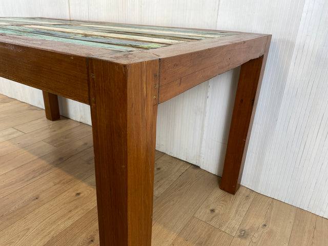 Boatwood by WMK # Schöner und nachhaltiger Esstisch (160x90cm) aus altem Bootsholz, ein handgefertigtes Unikat aus massivem Teakholz # Holztisch Tisch Küchentisch Esszimmertisch Gastro Dinning Table