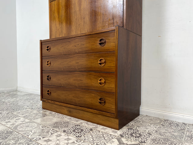 WMK Stilvolles und sehr gut erhaltenes skandinavisches Highboard im Palisander mit verspiegeltem Barfach & Schubladen # Schrank Barschrank Barkommode Kommode Sideboard Rosewood Danish Design Vintage