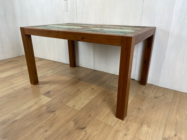 Boatwood by WMK # Very nice dining table (140x90cm) made of old boat wood, a handmade unique piece made of solid teak # Wooden table table kitchen table dining room table gastro dining table boat furniture