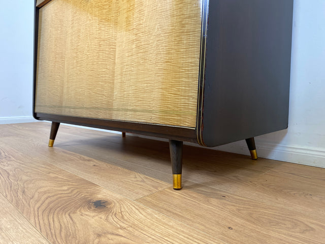 WMK Hübsche, jedoch etwas abgerockte Mid-Century Wäschetruhe mit Schubladen und hübschen Messinggriffen # Schrank Kommode Sideboard Wäschekommode Retro 50er 60er DDR Vintage # Lieferung möglich